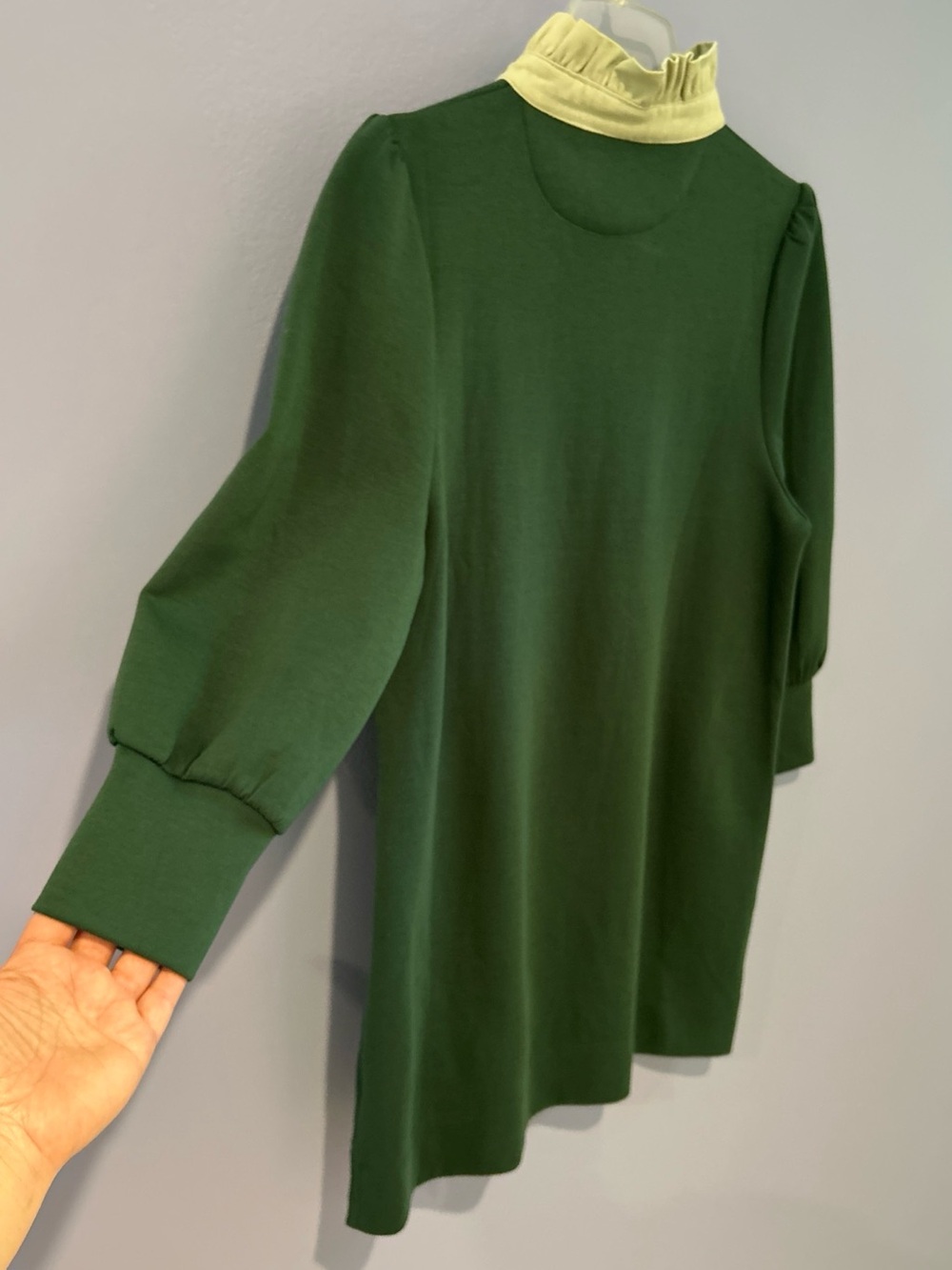 Pomander Place Charlotte Terry Dress Dark Green Sage Collar Small Long Sleeve - Picture 6 of 11